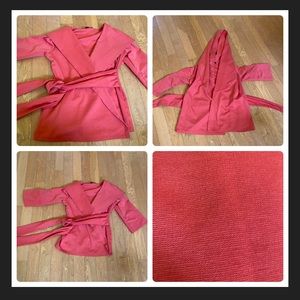Orange hoodie belted blouse cardigan large grande